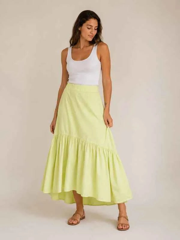 VRS Woman długa spódnica z falbaną – limonkowa – XL