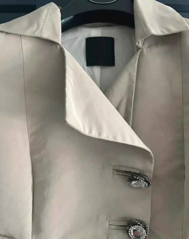 Pinko Płaszcz damski beżowy taliowany Roz. S Elegancki trencz premium
