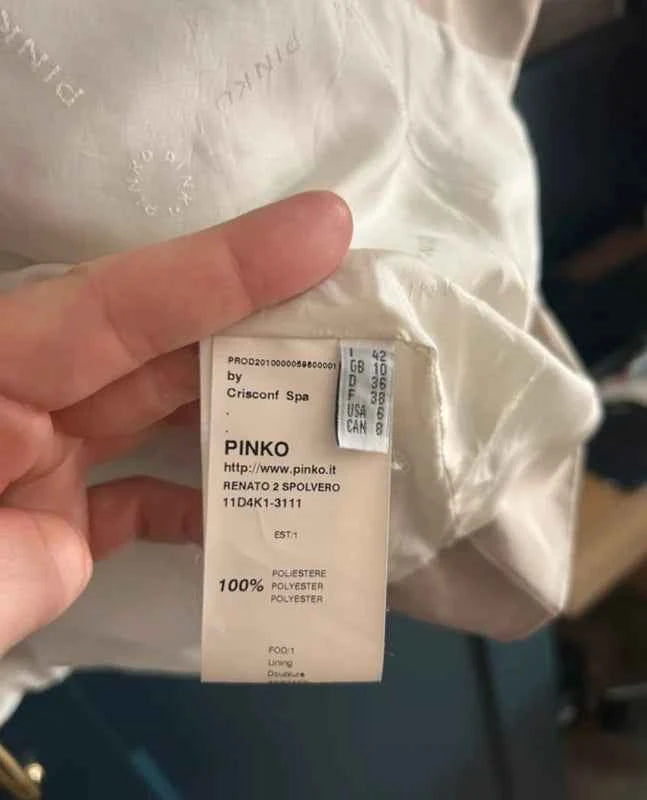 Pinko Płaszcz damski beżowy taliowany Roz. S Elegancki trencz premium
