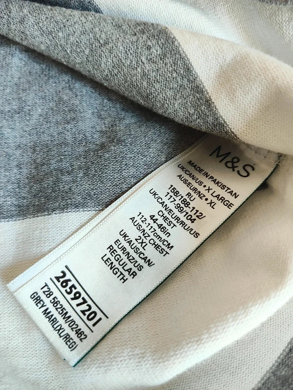 Koszulka Polo M&S Marks & Spencer 2XL Biało-Szara Paski Premium