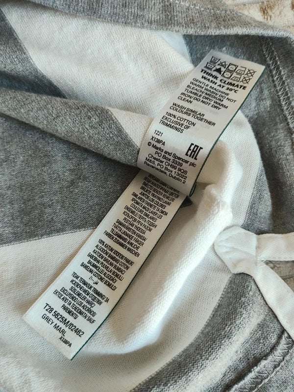 Koszulka Polo M&S Marks & Spencer 2XL Biało-Szara Paski Premium