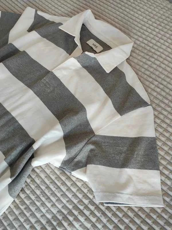 Koszulka Polo M&S Marks & Spencer 2XL Biało-Szara Paski Premium