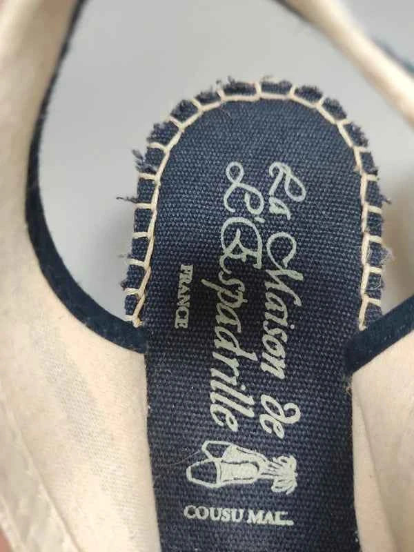 Maison de l'Espadrille Espadryle Damskie w Paski Granatowo-Kremowe Francja