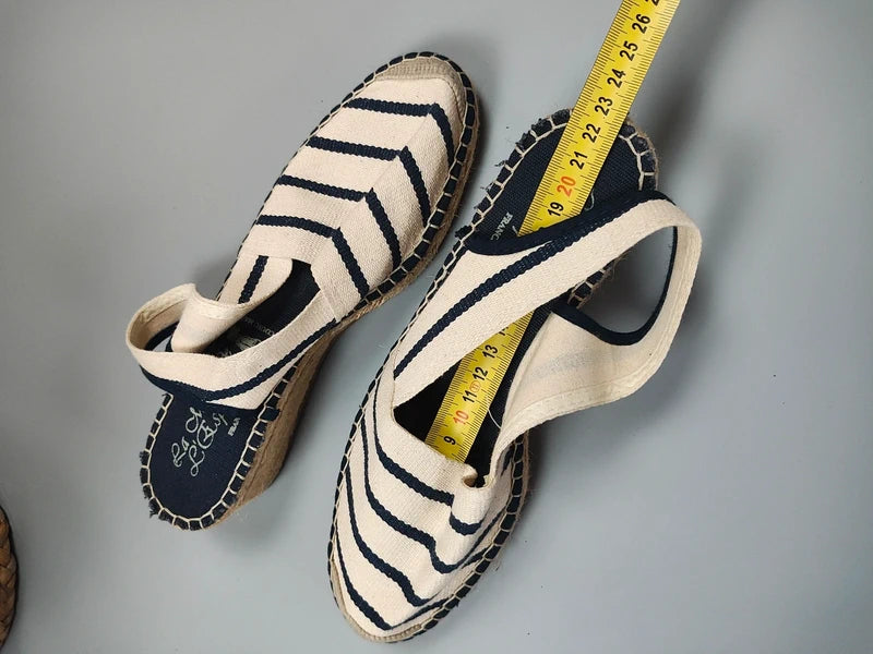 Maison de l'Espadrille Espadryle Damskie w Paski Granatowo-Kremowe Francja