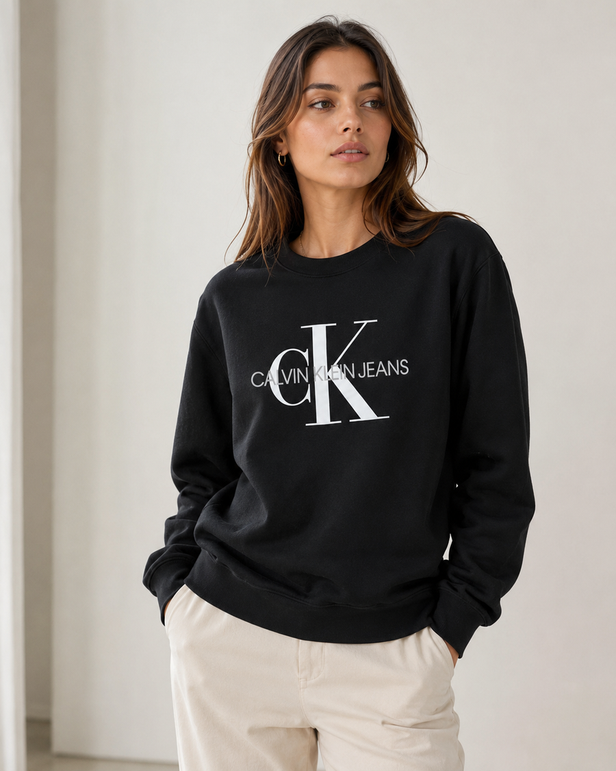 Calvin Klein Jeans czarna bluza logo CK rozmiar S