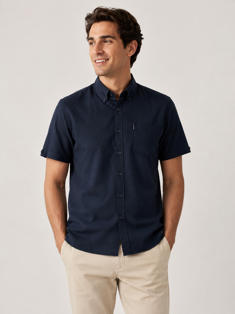 Ben Sherman koszula męska czarna z krótkim rękawem M