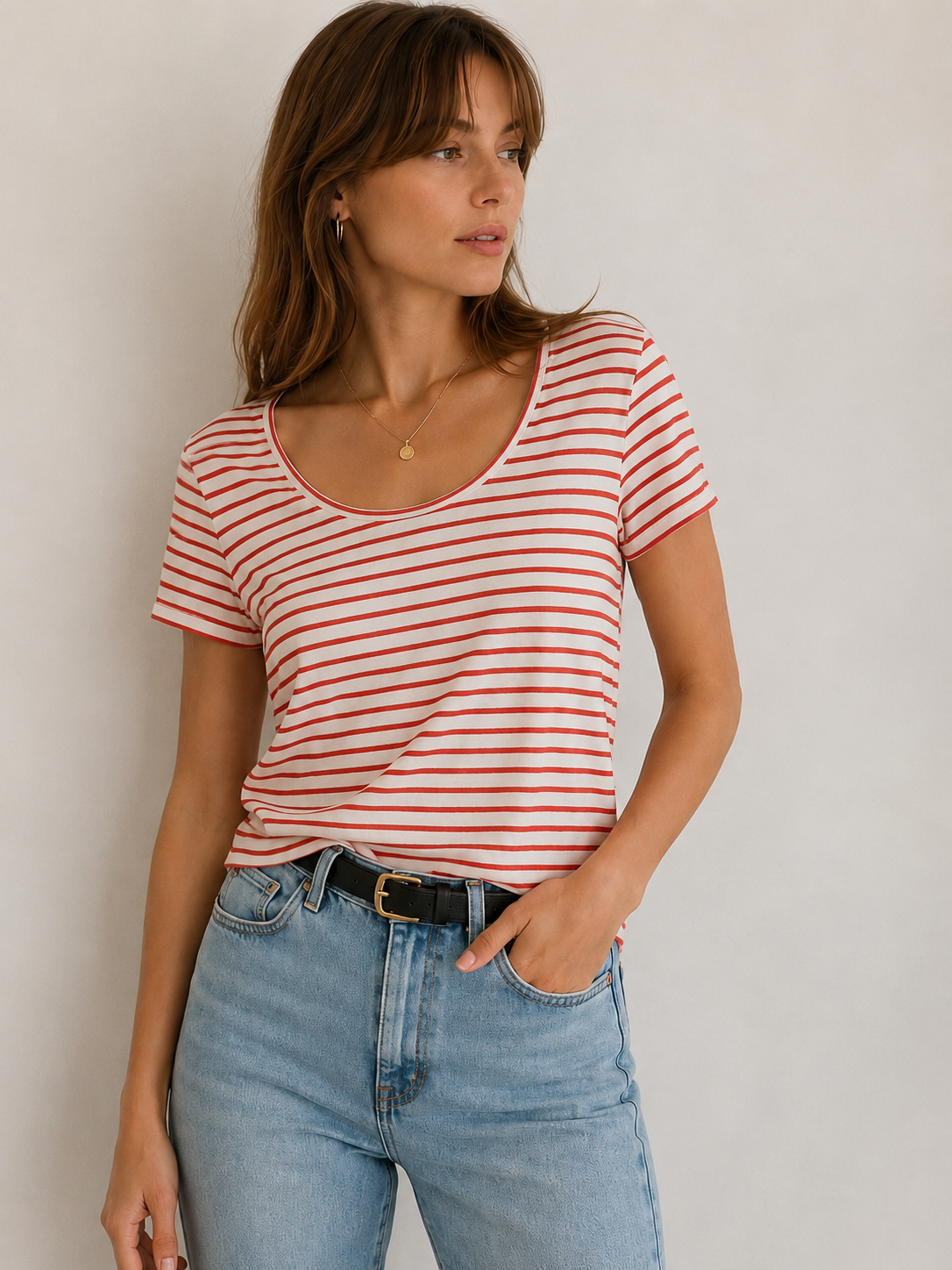 SAMSØE SAMSØE T-shirt w paski | Rozmiar L