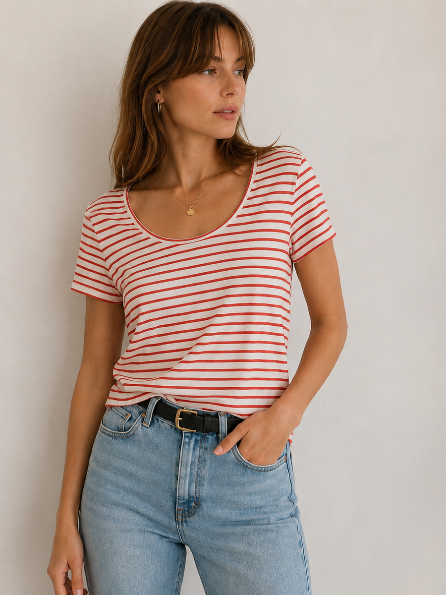 SAMSØE SAMSØE T-shirt w paski | Rozmiar L