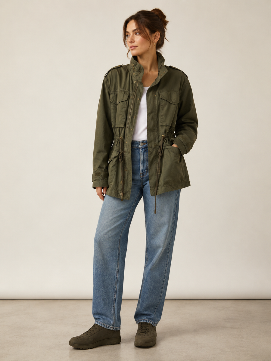 H&M Kurtka Utility Khaki | Parka Militarna | Rozmiar 40