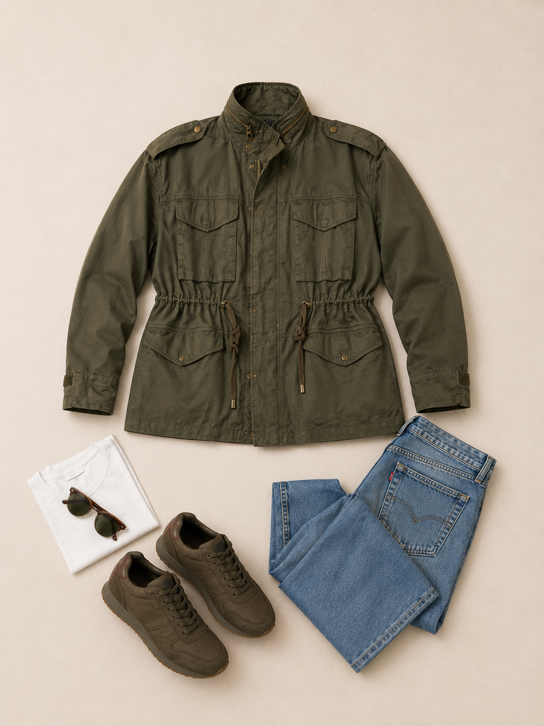 H&M Kurtka Utility Khaki | Parka Militarna | Rozmiar 40